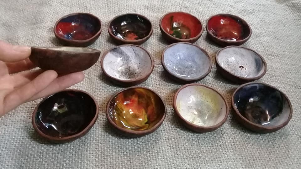 Pottery tea ceremony bowl ~2oz (3 Pcs)