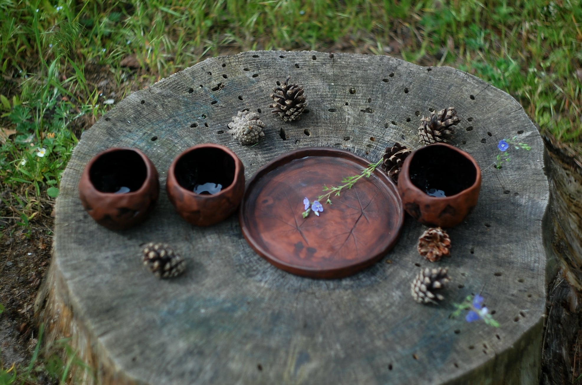 Stones pottery clay mug set