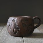 Stones pottery clay mug w/ handle