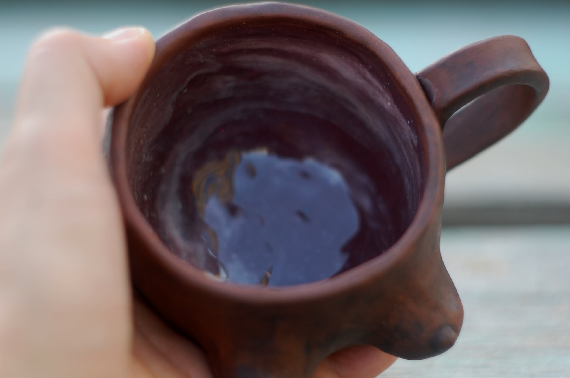 Breast mug (boobs mug) pottery clay w/ handle