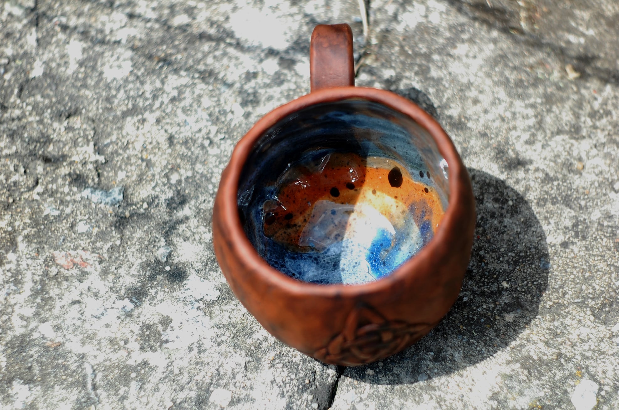 Handmade Triquetra Viking pottery mug w/ handle ~13oz