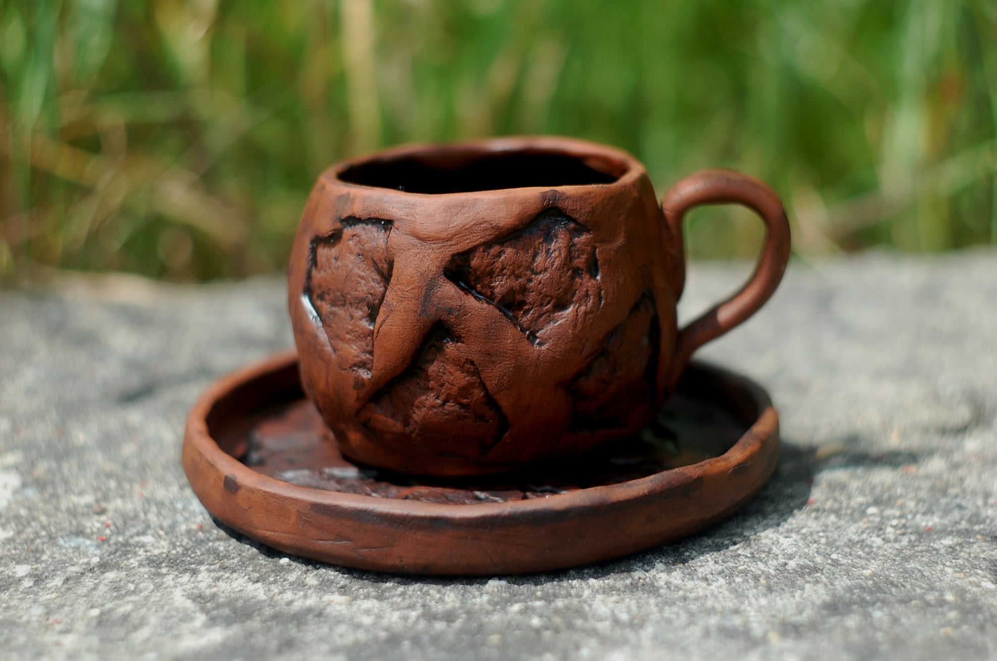 Pottery mug "Stones" w/ handle