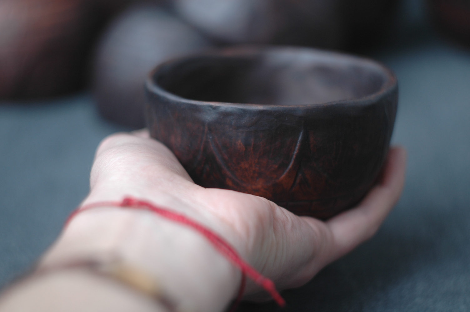 Sun pottery clay bowl