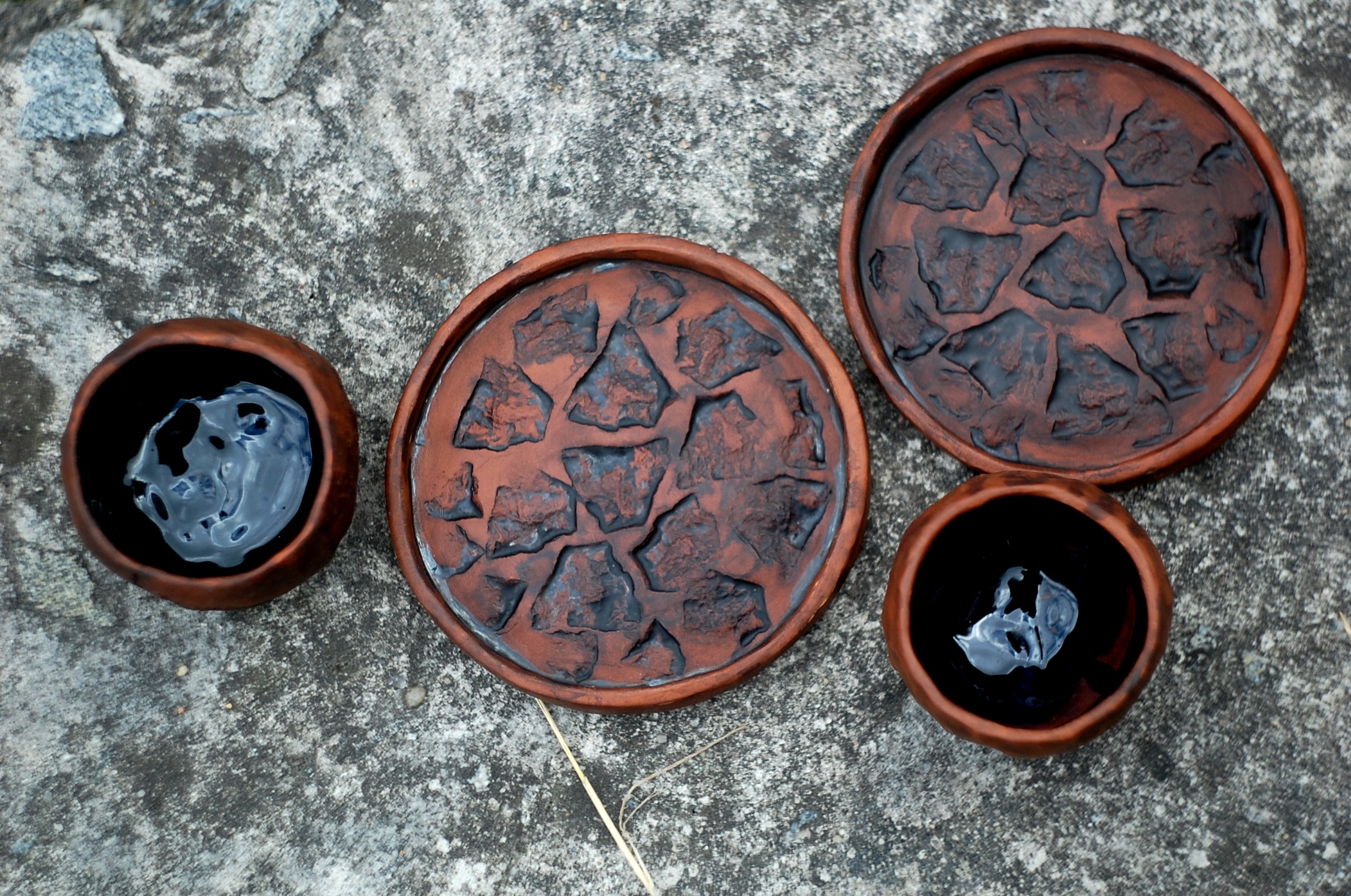 Handmade small stoneware mug "Stones" ~5oz