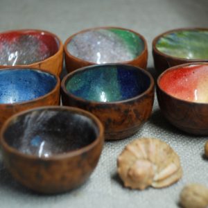 Handmade small pottery ceramic bowl “Sun”