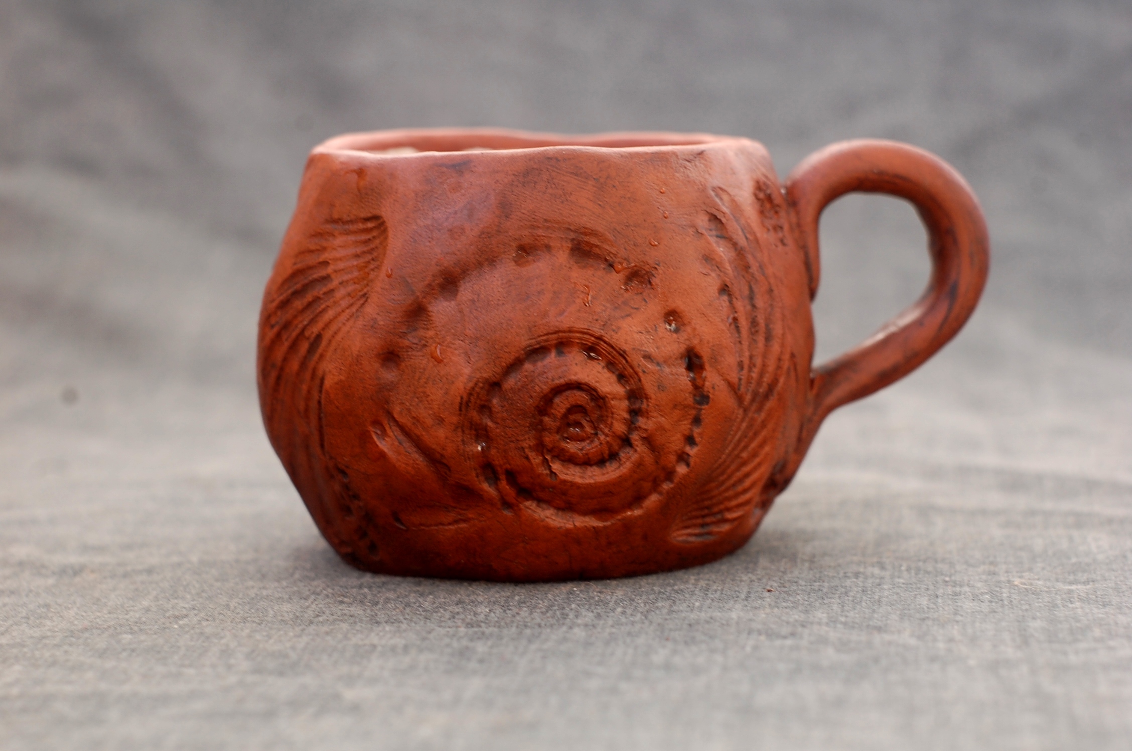 Pottery mug "Sea" with handle ~9oz