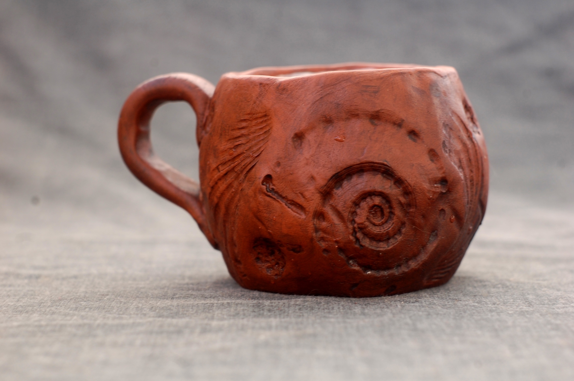 Handmade pottery mug "Sea" with handle
