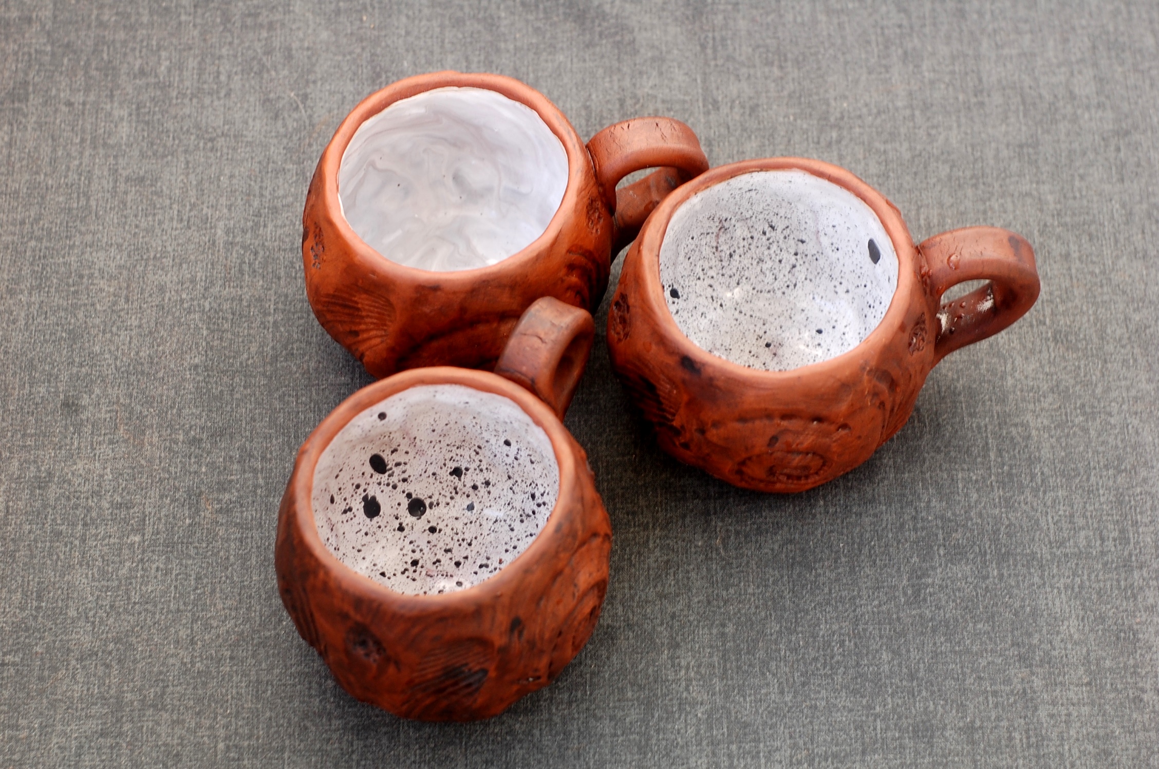 Pottery mug "Sea" with handle ~9oz