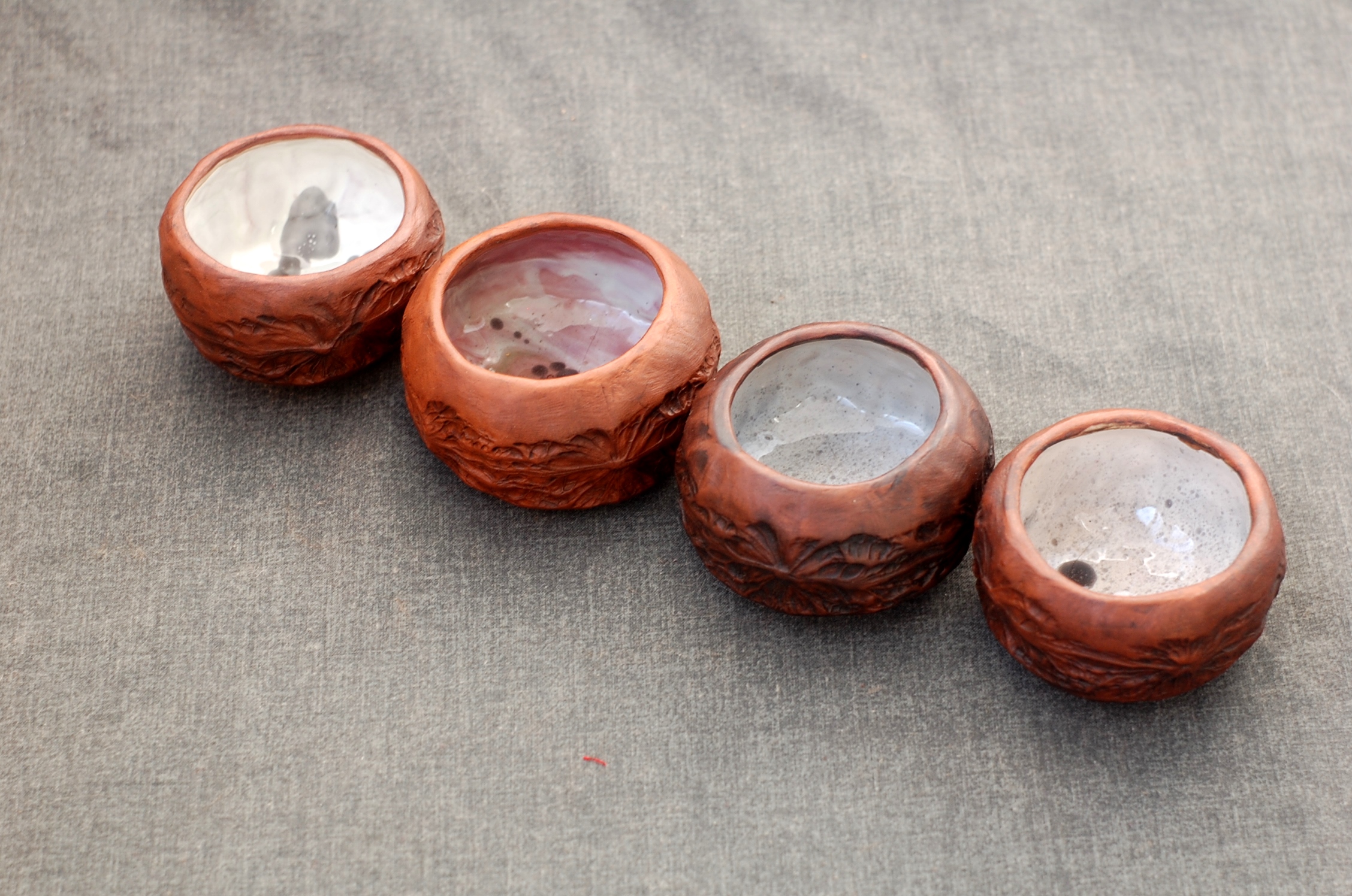 Handmade small pottery mug "Walnut" ~2.5oz