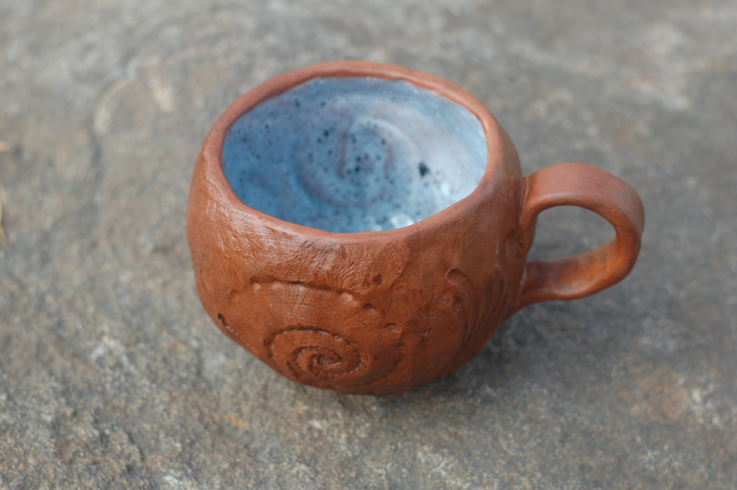 Pottery mug "Sea" w/ handle