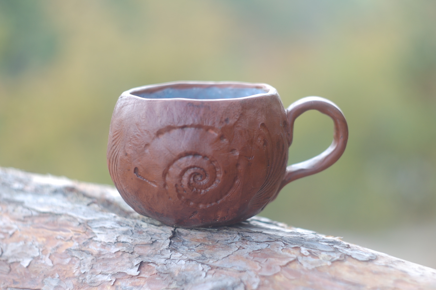 Sea pottery clay mug w/ handle