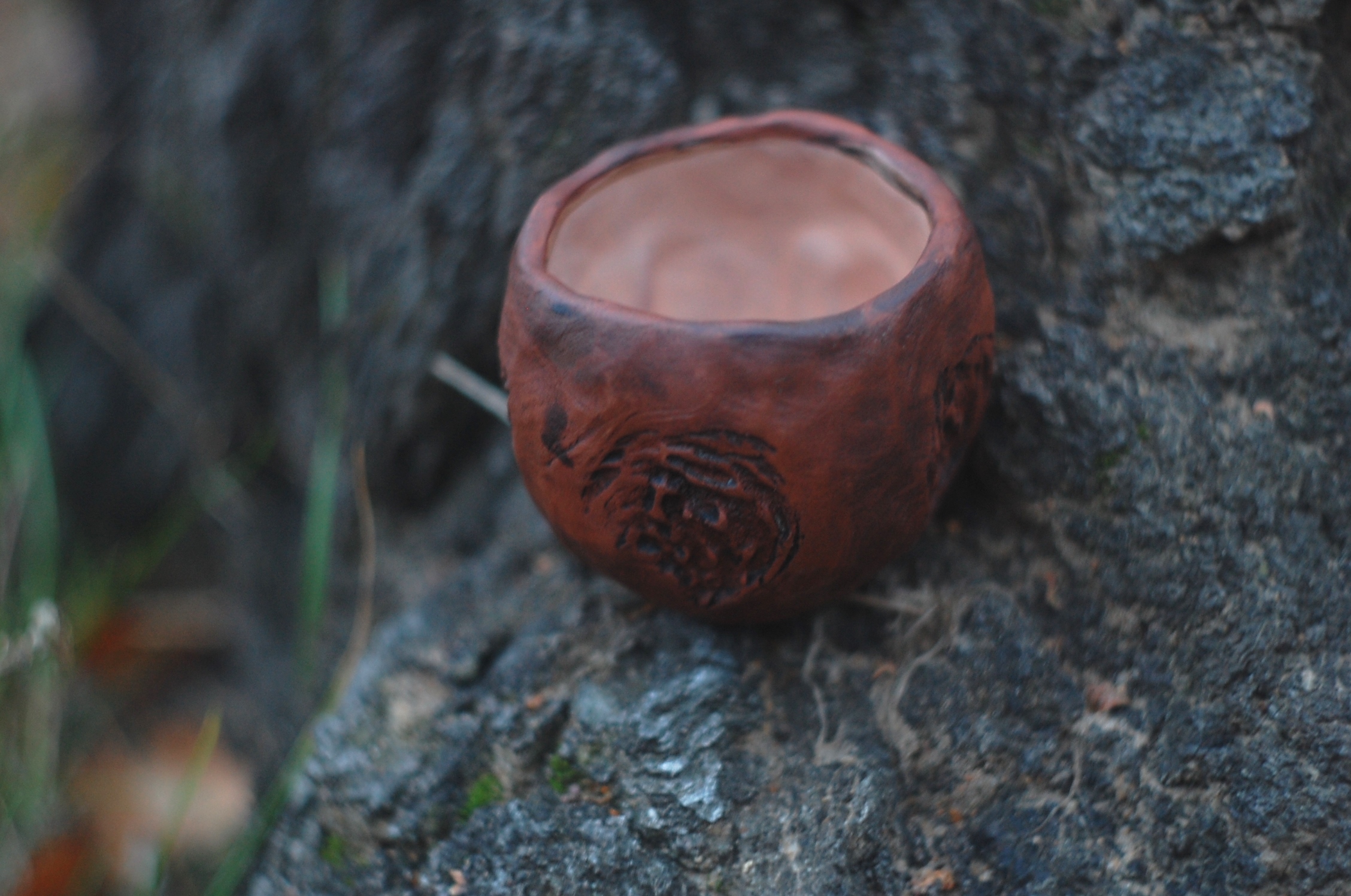 Peach pottery clay mug