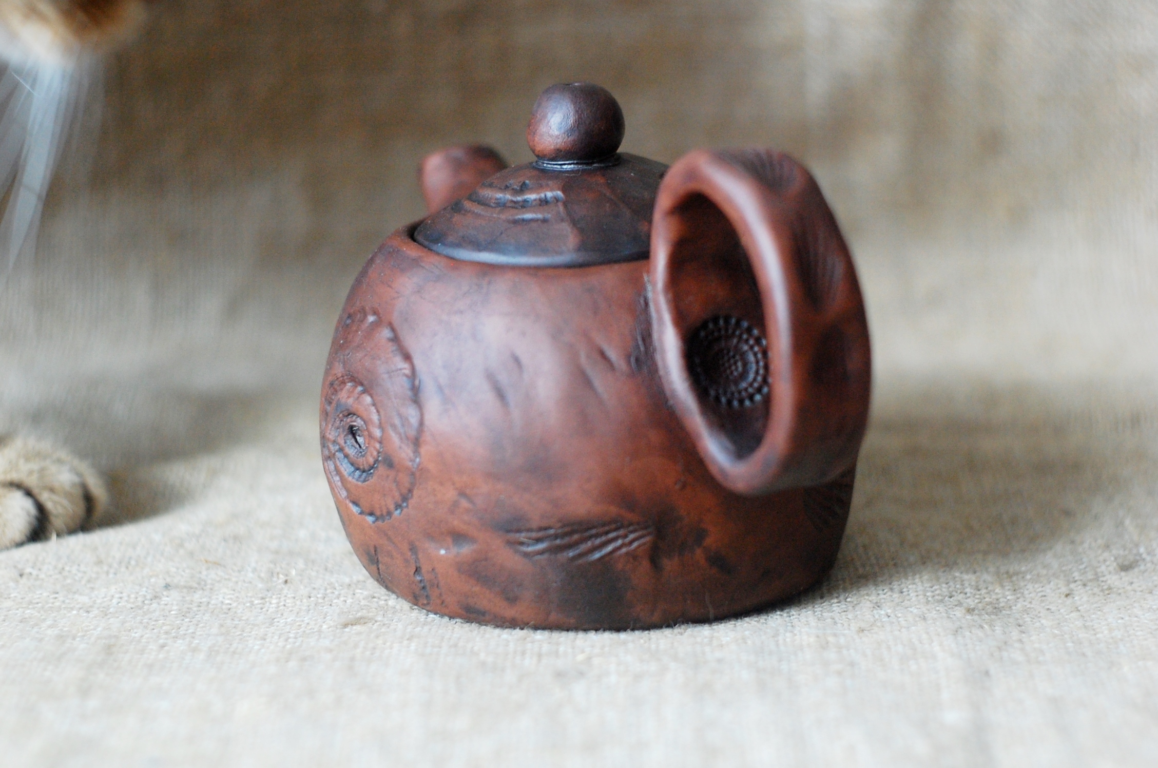 Pottery tea brewing pot or teapot for tea ceremony "Sea"
