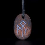 Successful man - oval pottery clay runic amulet talisman