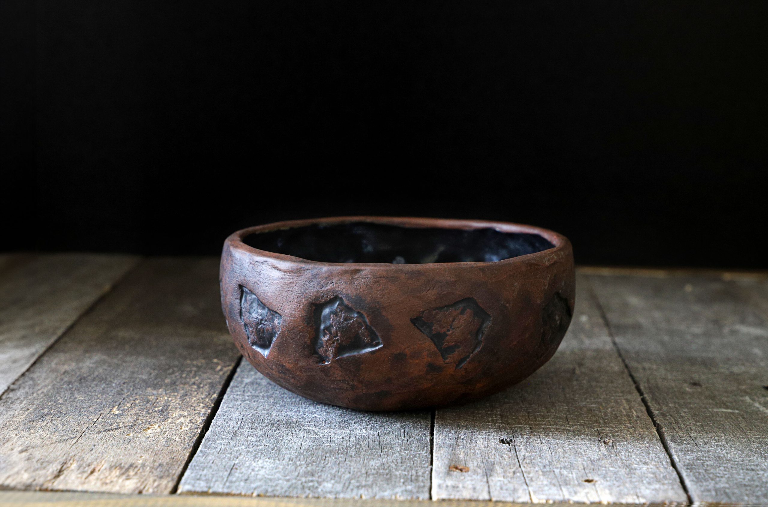Stones pottery clay bowl