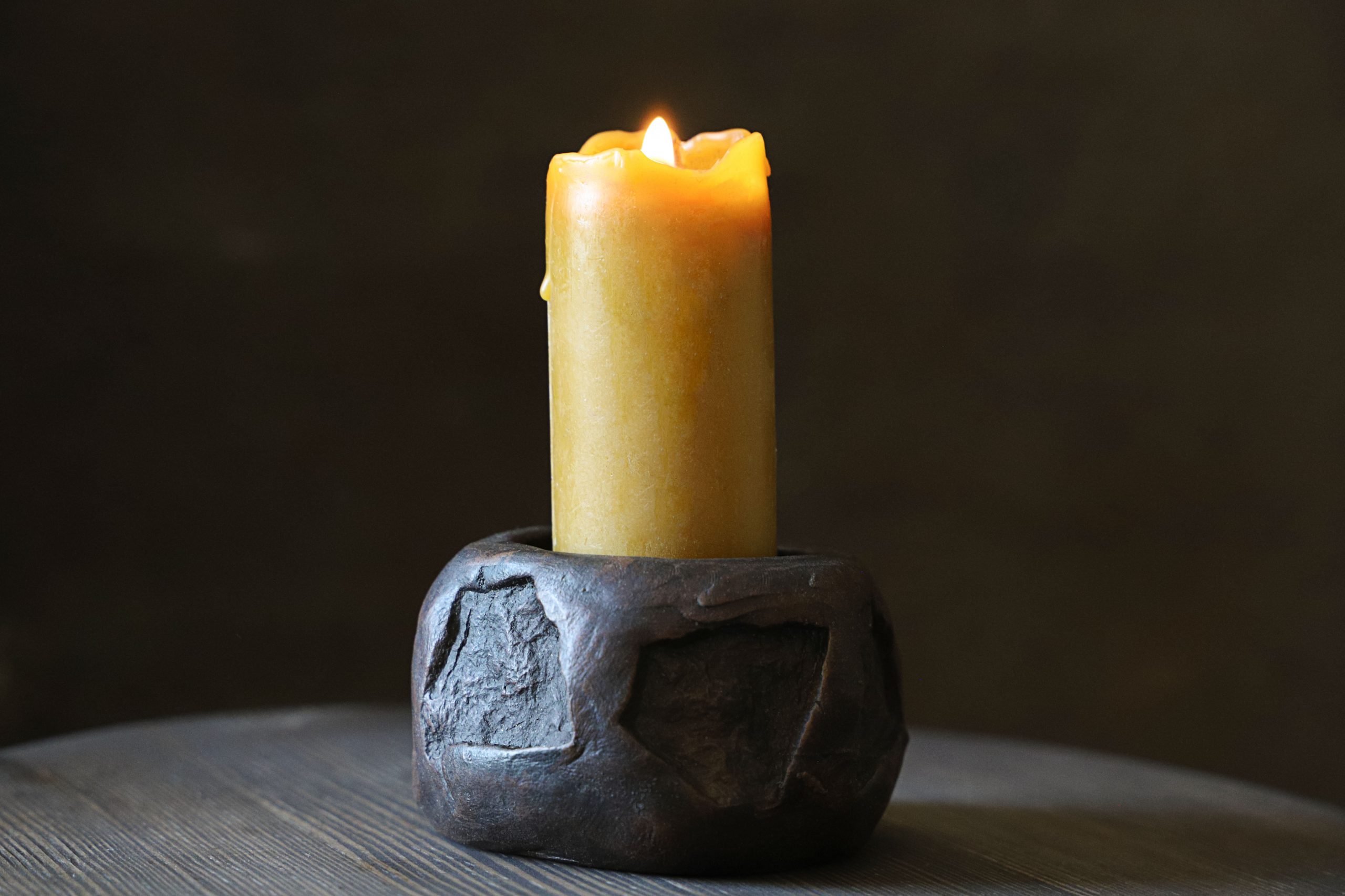 Stones pottery clay candle holder