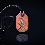 Berehynia – oval pottery clay runic amulet talisman