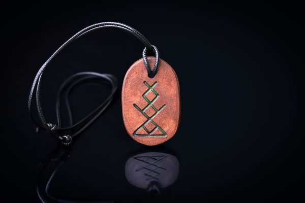 Berehynia – oval pottery clay runic amulet talisman