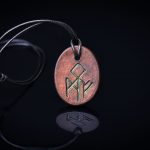 Successful man - oval pottery clay runic amulet talisman