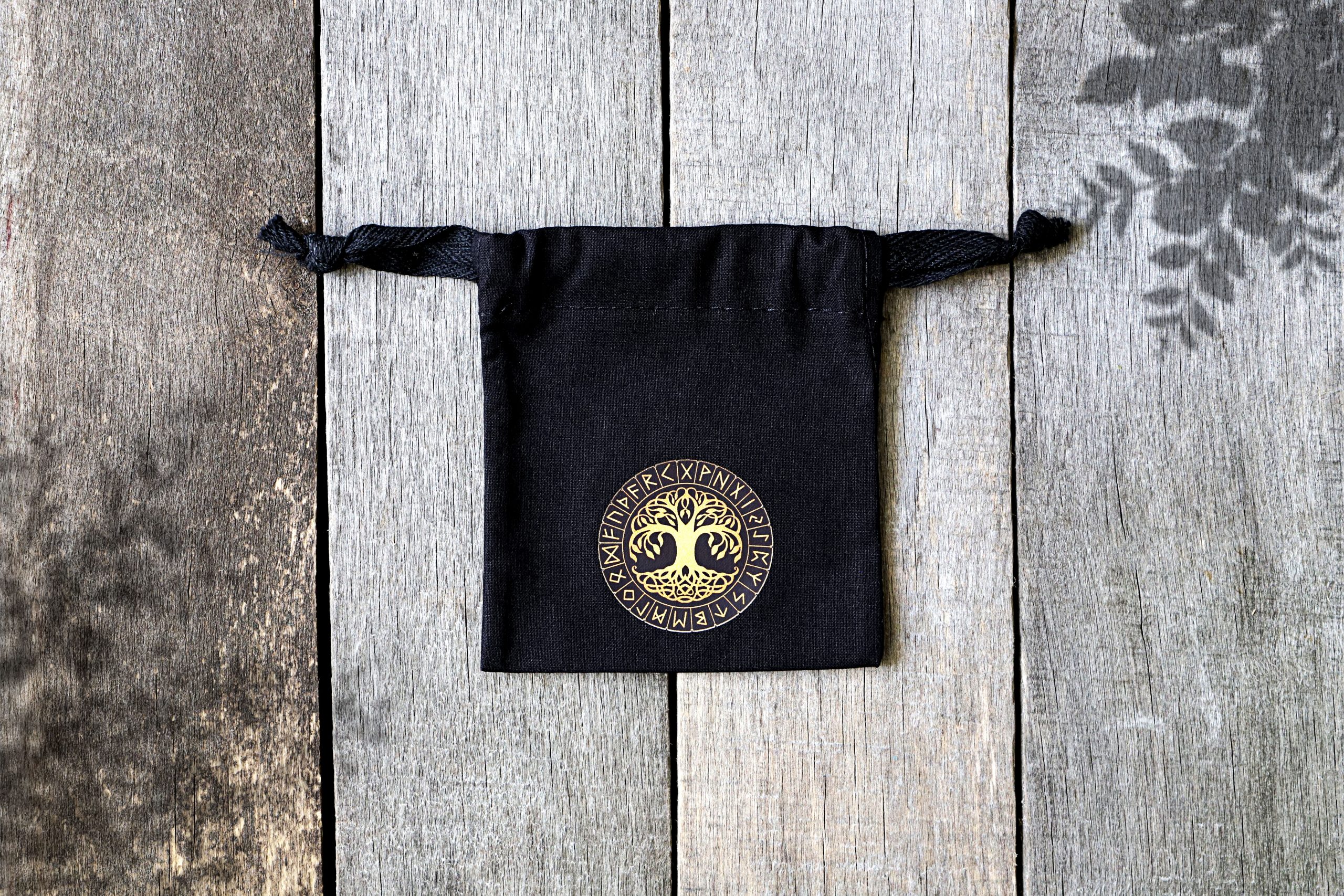 Small black cotton accessory pouch 3.9 x 4.3 inches